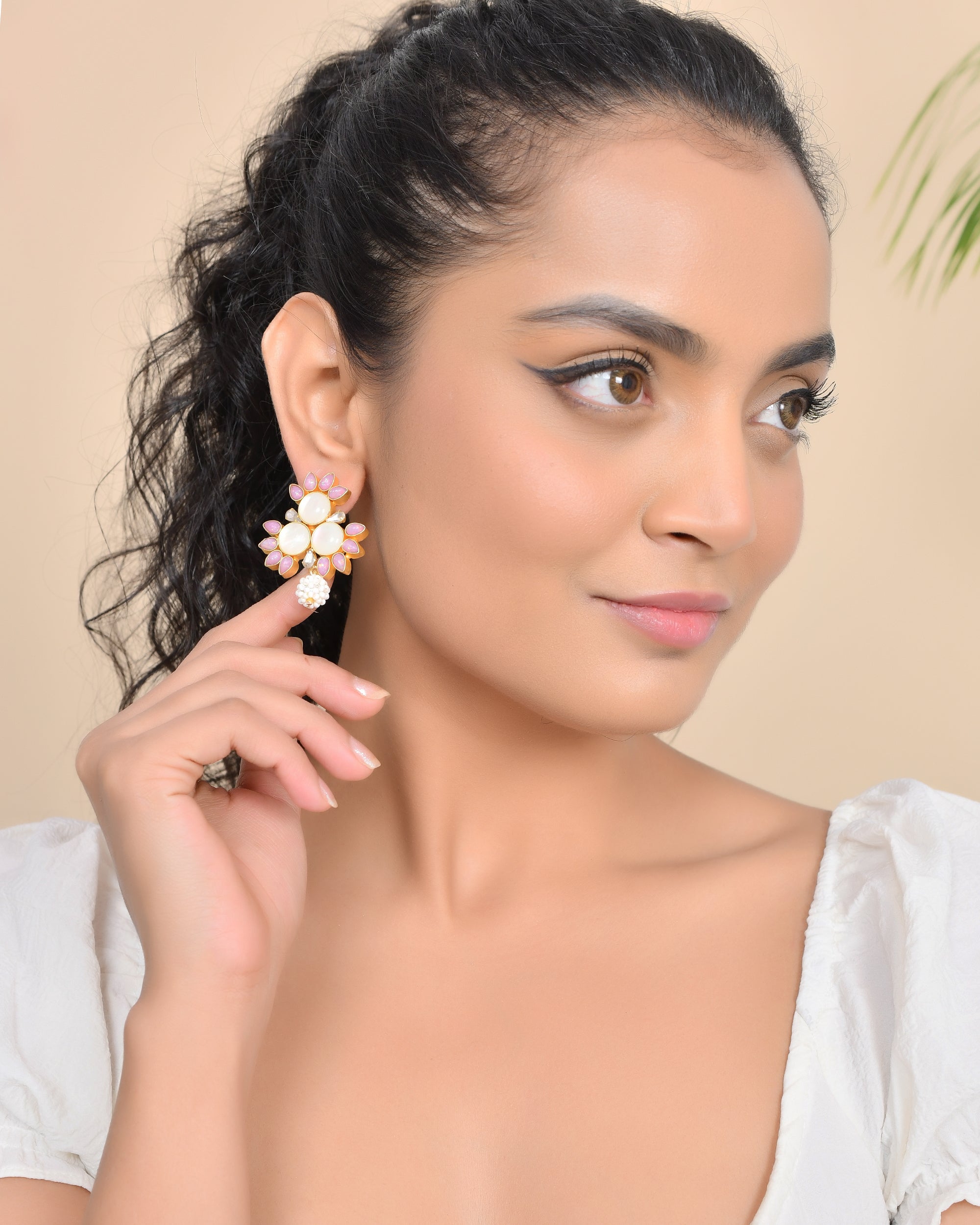 ANDI PEARL PINK OPAL STUDS